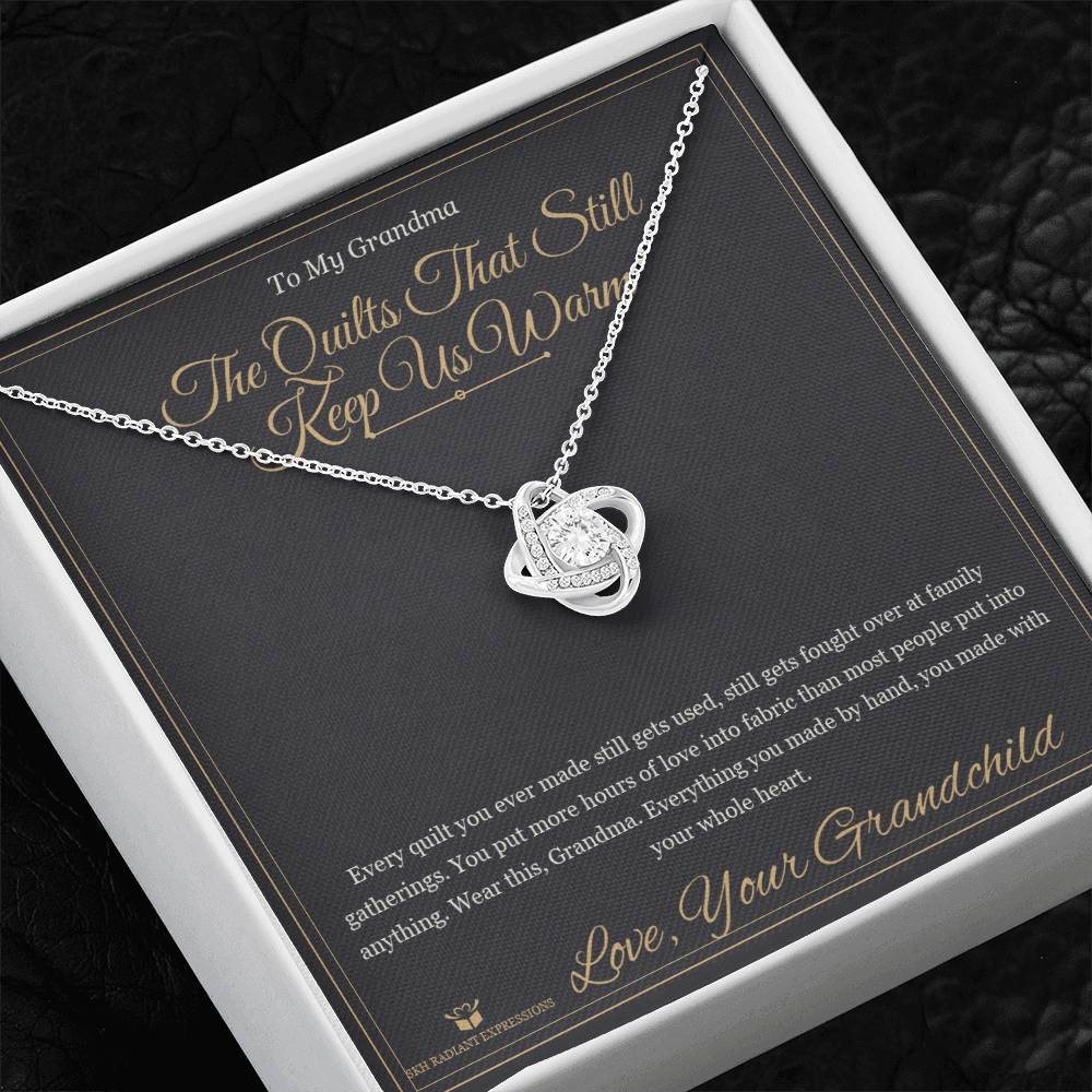 The Quilts That Still Keep Us Warm - Love Knot Necklace for Grandmother - personalized keepsake gift from SKH Radiant Expressions