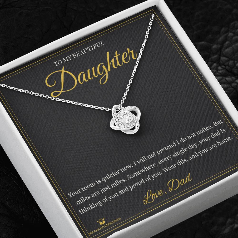 The Miles Between Us - Love Knot Necklace for Daughter - personalized keepsake gift from SKH Radiant Expressions