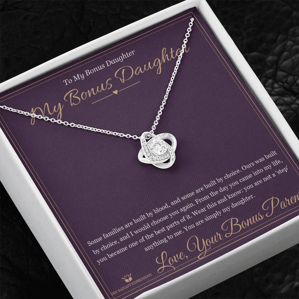 My Bonus Daughter - Love Knot Necklace for Stepdaughter - personalized keepsake gift from SKH Radiant Expressions