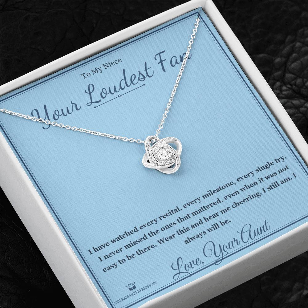 Your Loudest Fan - Love Knot Necklace for Niece - personalized keepsake gift from SKH Radiant Expressions