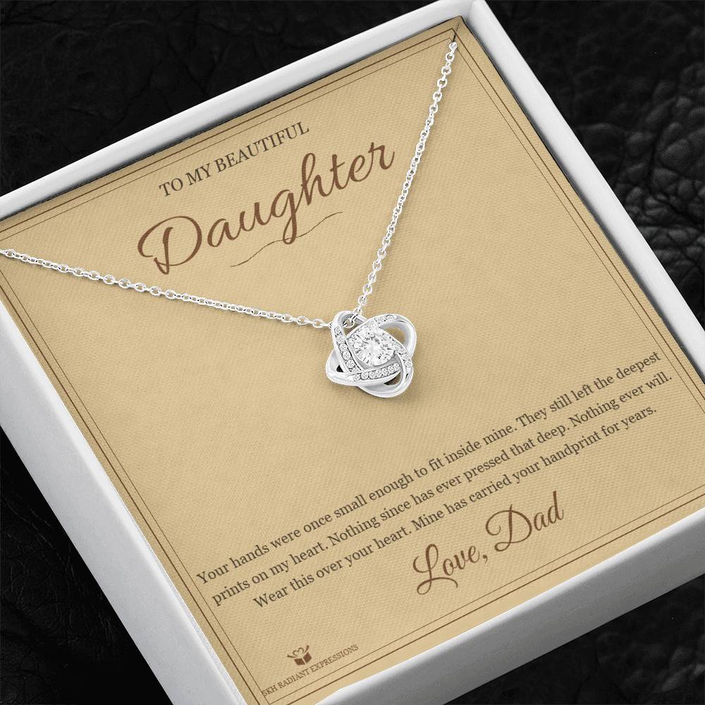 Small Hands, Deep Prints - Love Knot Necklace for Daughter - personalized keepsake gift from SKH Radiant Expressions
