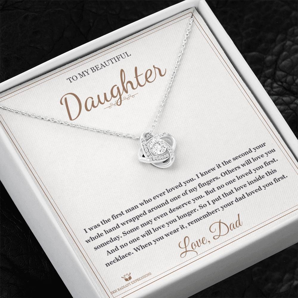 The First Man - Love Knot Necklace for Daughter - personalized keepsake gift from SKH Radiant Expressions