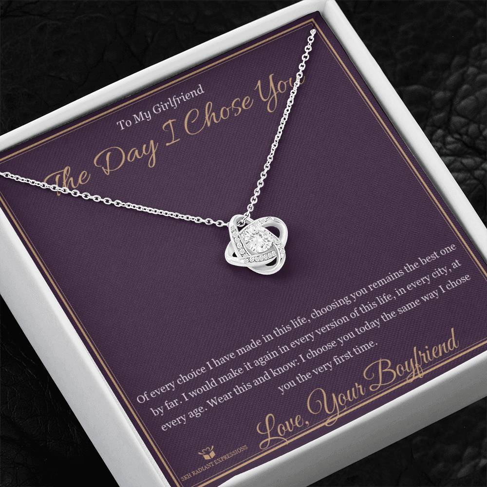 The Day I Chose You - Love Knot Necklace for Girlfriend - personalized keepsake gift from SKH Radiant Expressions