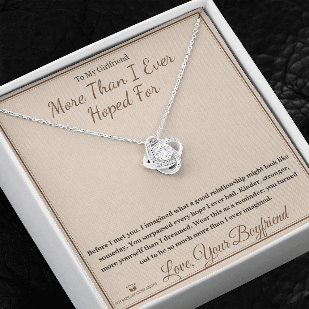 More Than I Ever Hoped For - Love Knot Necklace for Girlfriend - personalized keepsake gift from SKH Radiant Expressions