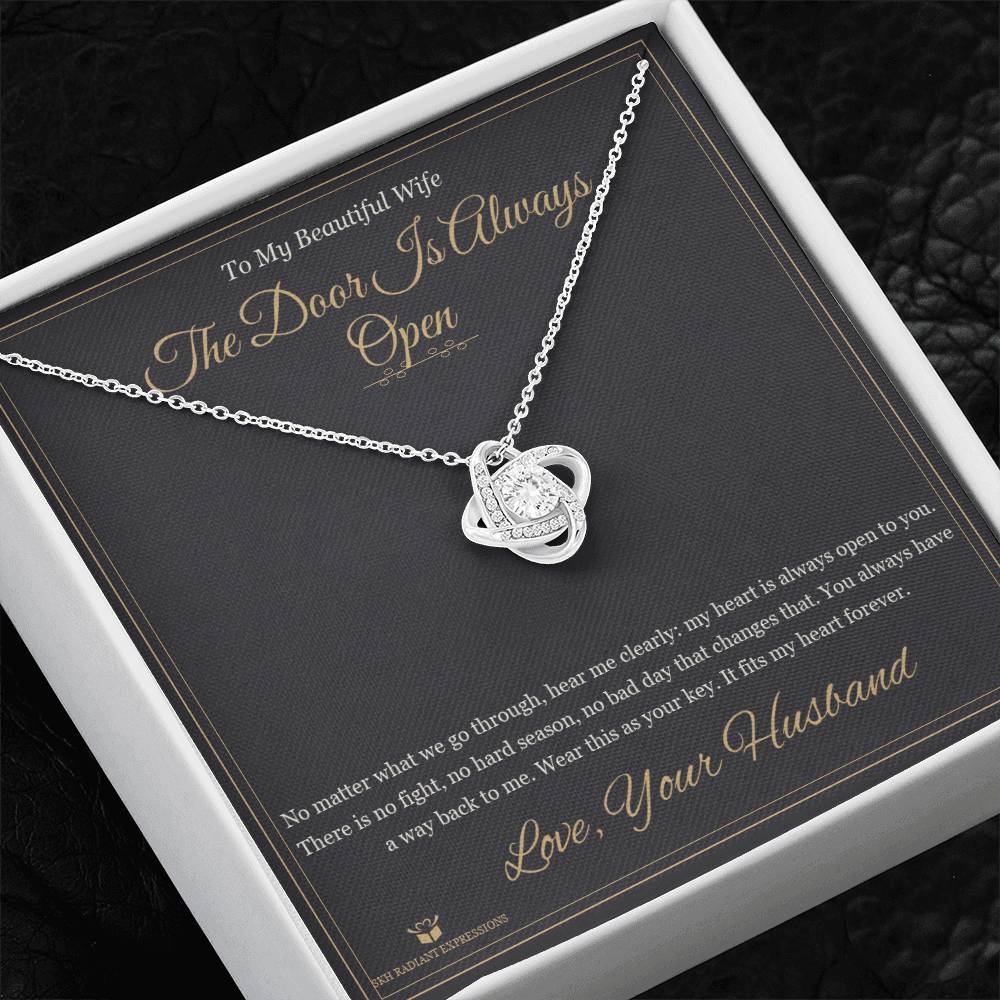 The Door Is Always Open - Love Knot Necklace for Wife - personalized keepsake gift from SKH Radiant Expressions