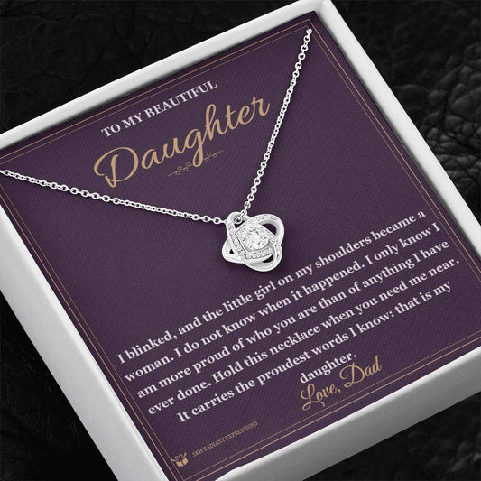 A Woman Now - Love Knot Necklace for Daughter - personalized keepsake gift from SKH Radiant Expressions