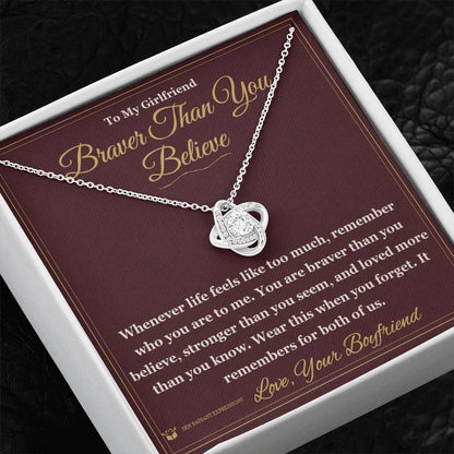 Engraved Love Knot Necklace with message for girlfriend