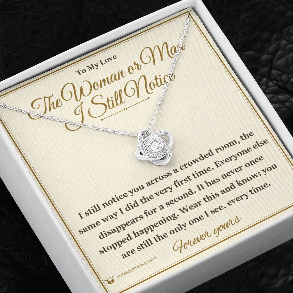 Engraved Love Knot Necklace with message for partner