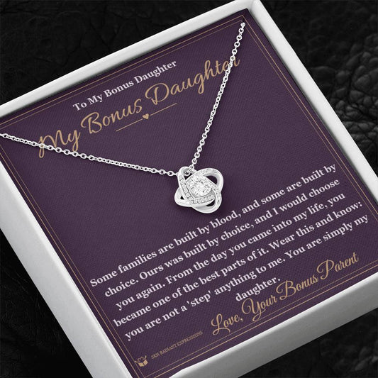 My Bonus Daughter - Love Knot Necklace for Stepdaughter - personalized keepsake gift from SKH Radiant Expressions