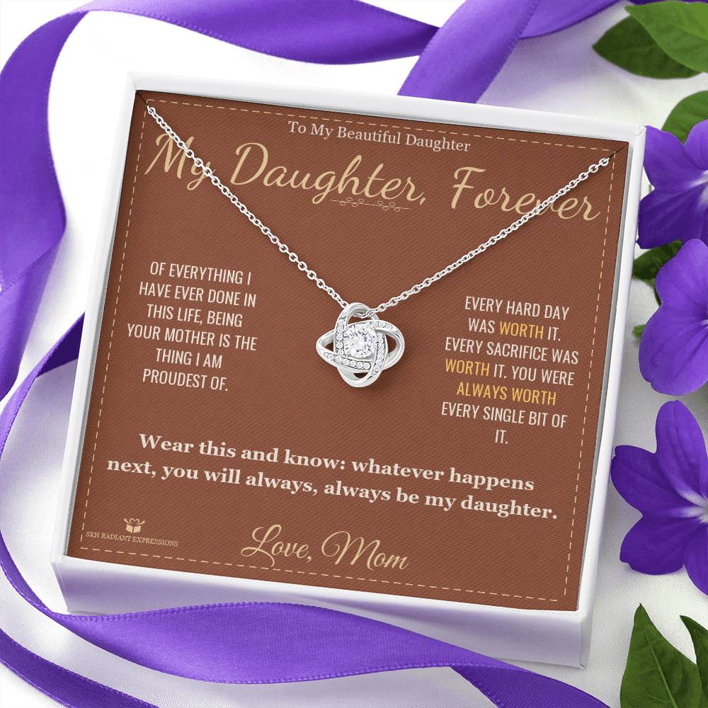 To My Daughter - Forever My Baby Girl - Love Knot Necklace