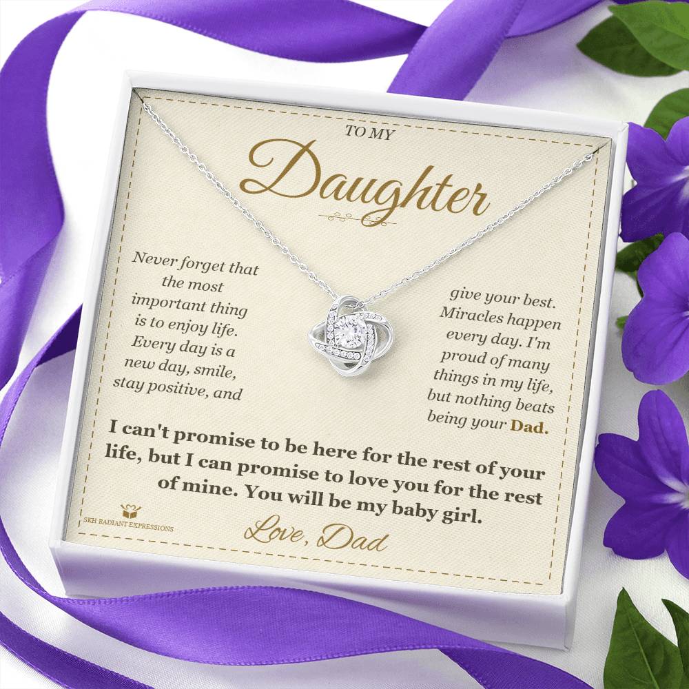 To My Daughter - Forever My Baby Girl - Love Knot Necklace