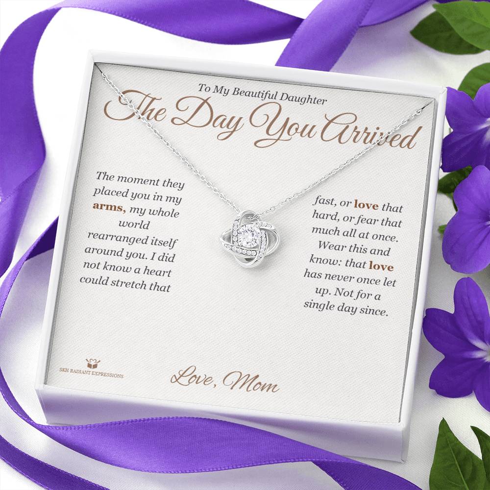 The Day You Arrived - Love Knot Necklace for Daughter