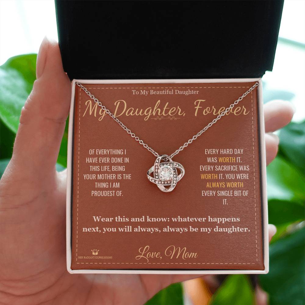 To My Daughter - Forever My Baby Girl - Love Knot Necklace