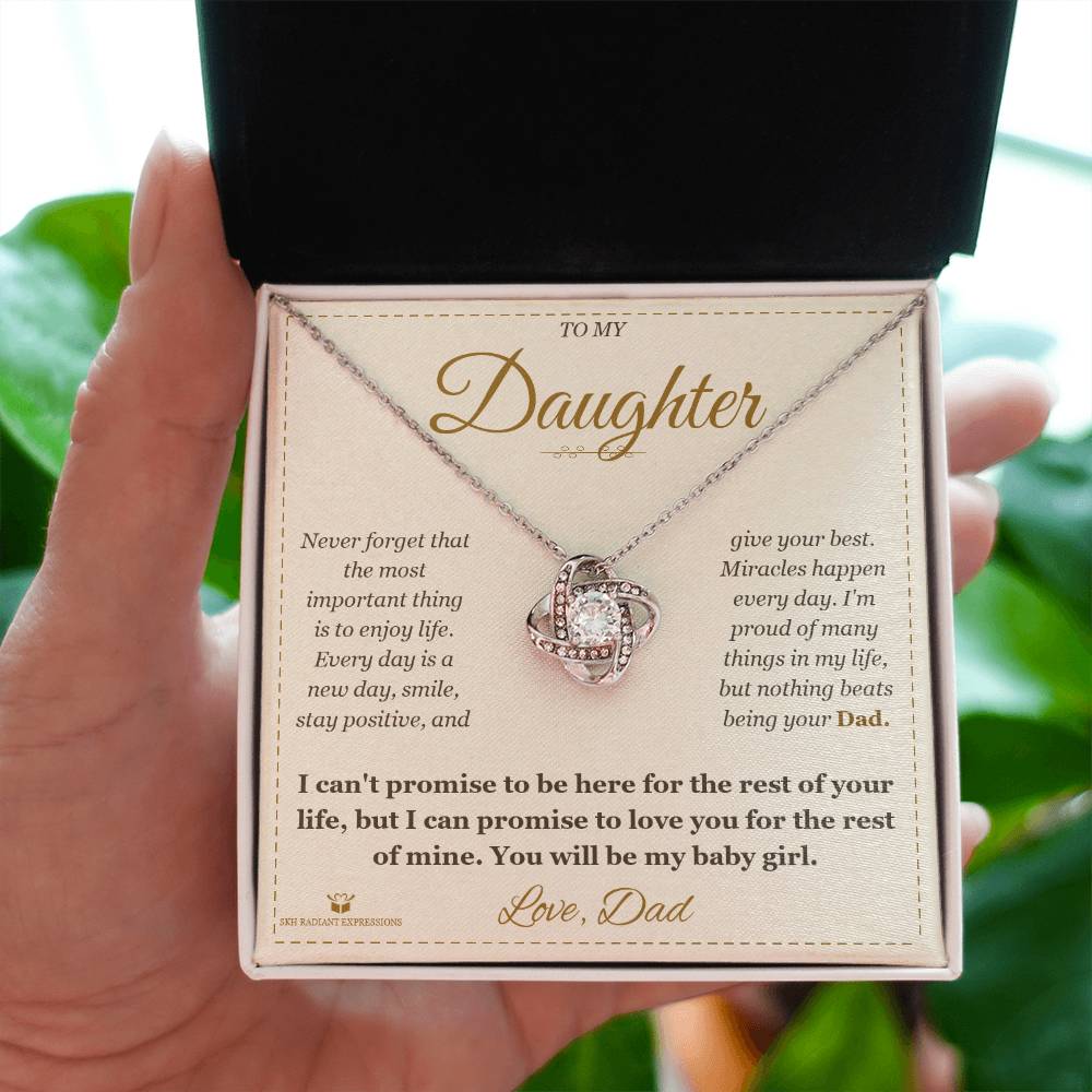 To My Daughter - Forever My Baby Girl - Love Knot Necklace
