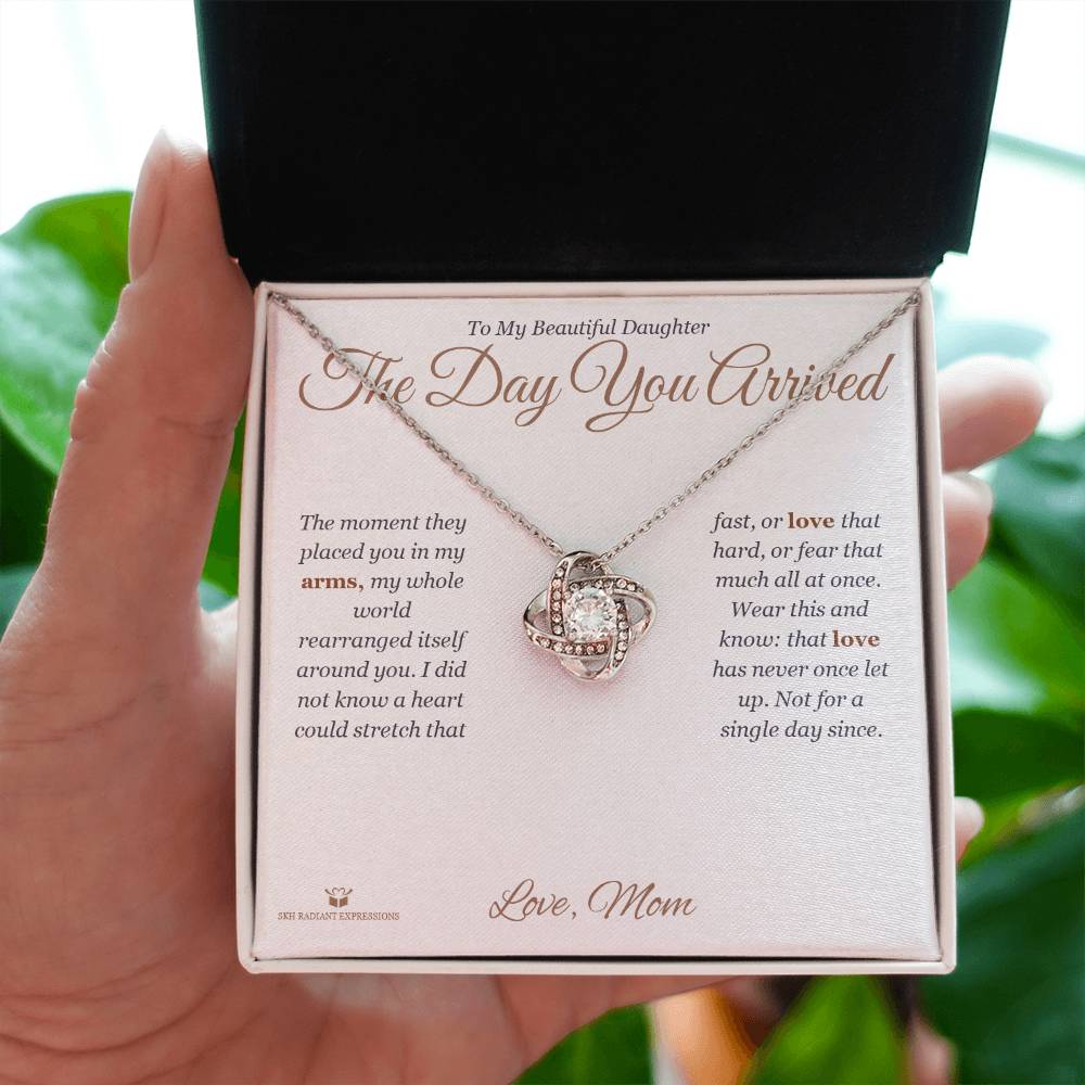 The Day You Arrived - Love Knot Necklace for Daughter