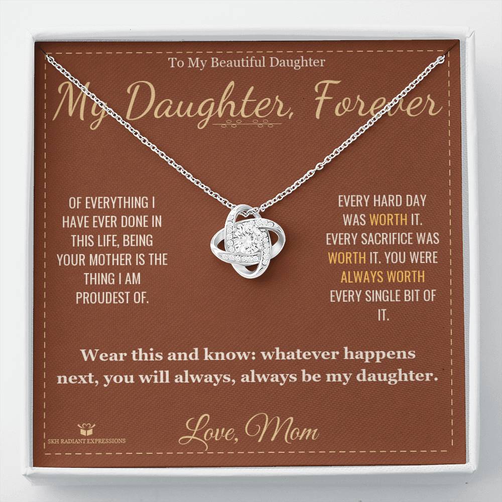 To My Daughter - Forever My Baby Girl - Love Knot Necklace