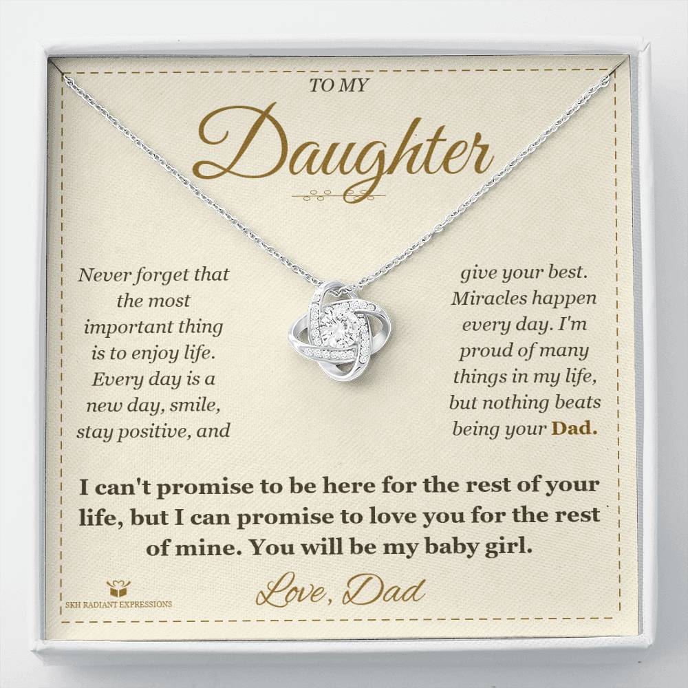 To My Daughter - Forever My Baby Girl - Love Knot Necklace