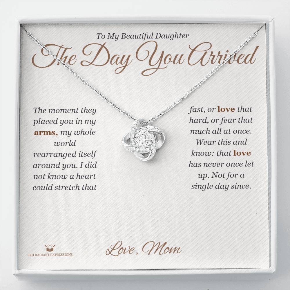 The Day You Arrived - Love Knot Necklace for Daughter