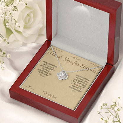 Love Knot Necklace engraved with your own words for friend