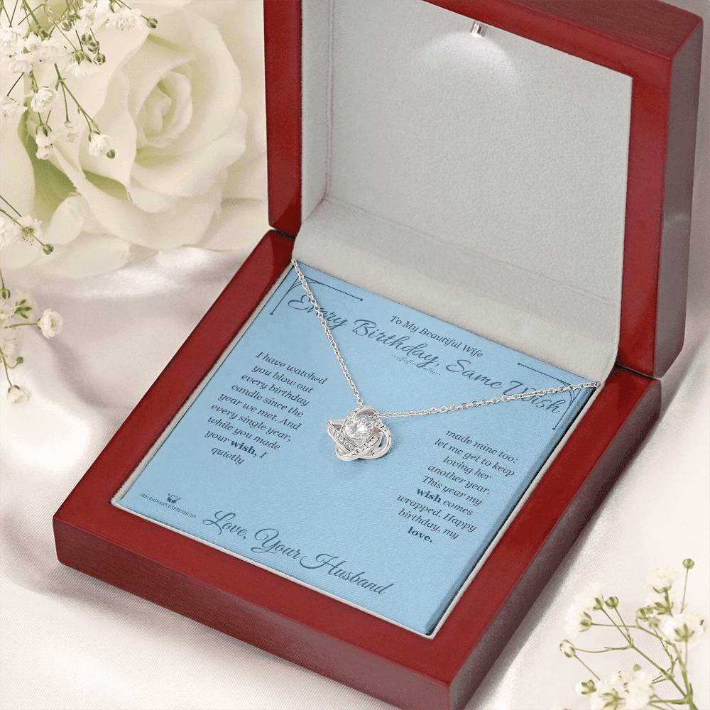 Every Birthday, Same Wish - Love Knot Necklace for Wife