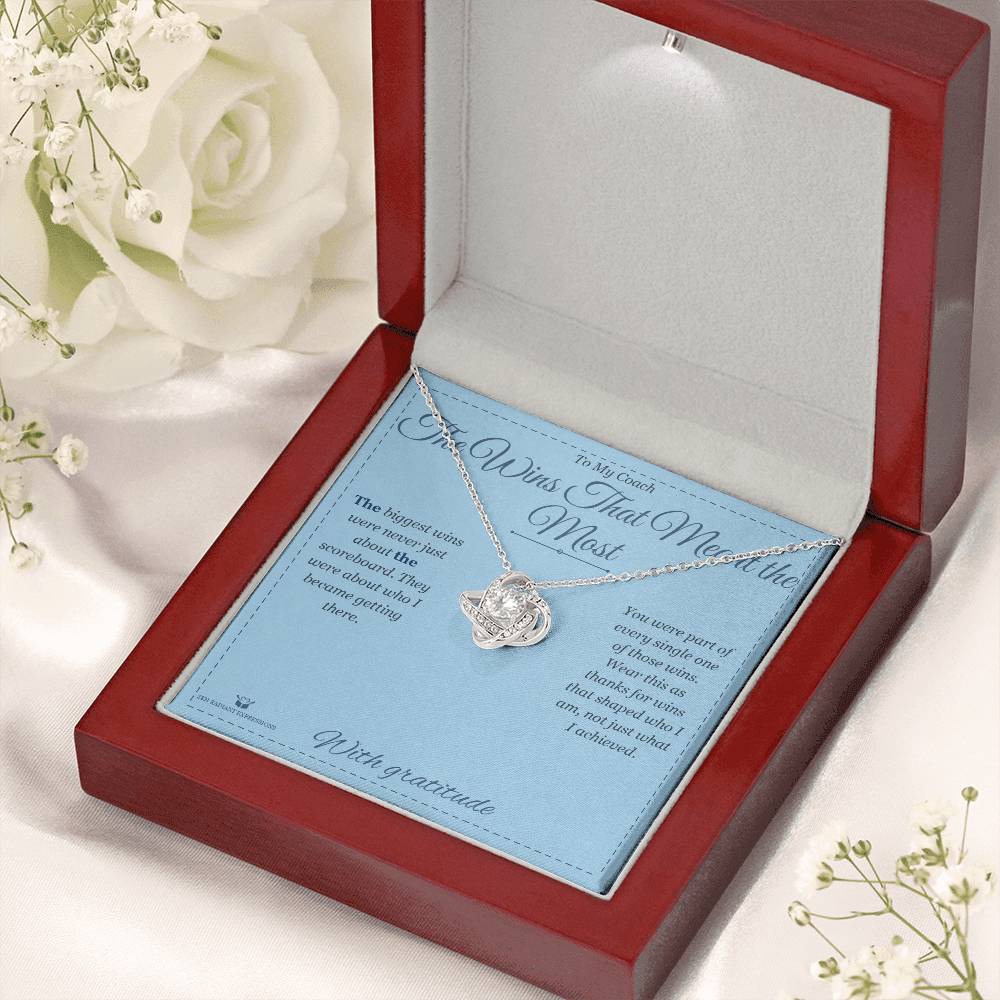 Love Knot Necklace engraved with your own words for coach