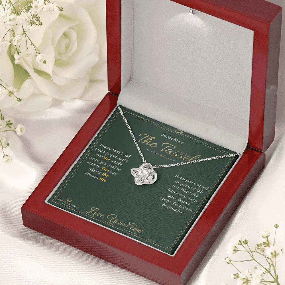 Love Knot Necklace engraved with your own words for niece