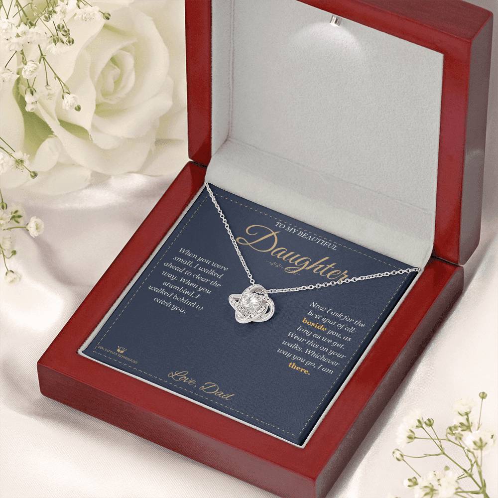 Beside You, Not Behind - Love Knot Necklace for Daughter