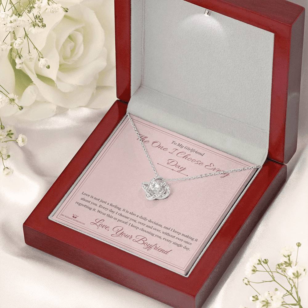 The One I Choose Every Day - Love Knot Necklace for Girlfriend - personalized keepsake gift from SKH Radiant Expressions