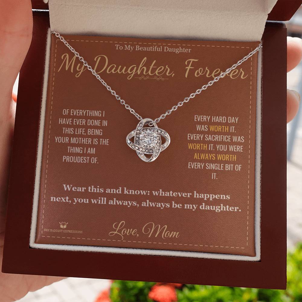 To My Daughter - Forever My Baby Girl - Love Knot Necklace