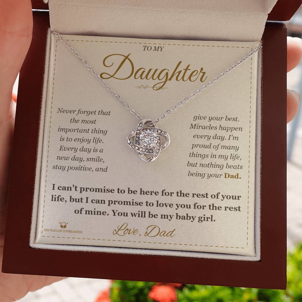 To My Daughter - Forever My Baby Girl - Love Knot Necklace