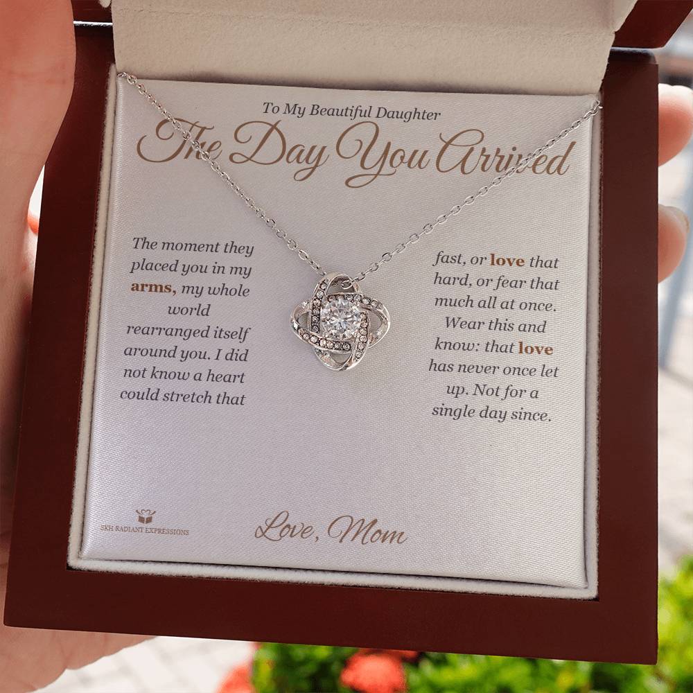 The Day You Arrived - Love Knot Necklace for Daughter