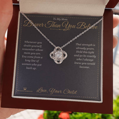 Love Knot Necklace engraved with your own words for mom