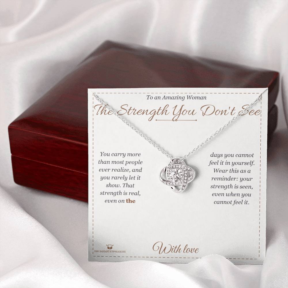 Love Knot Necklace engraved with your own words for her