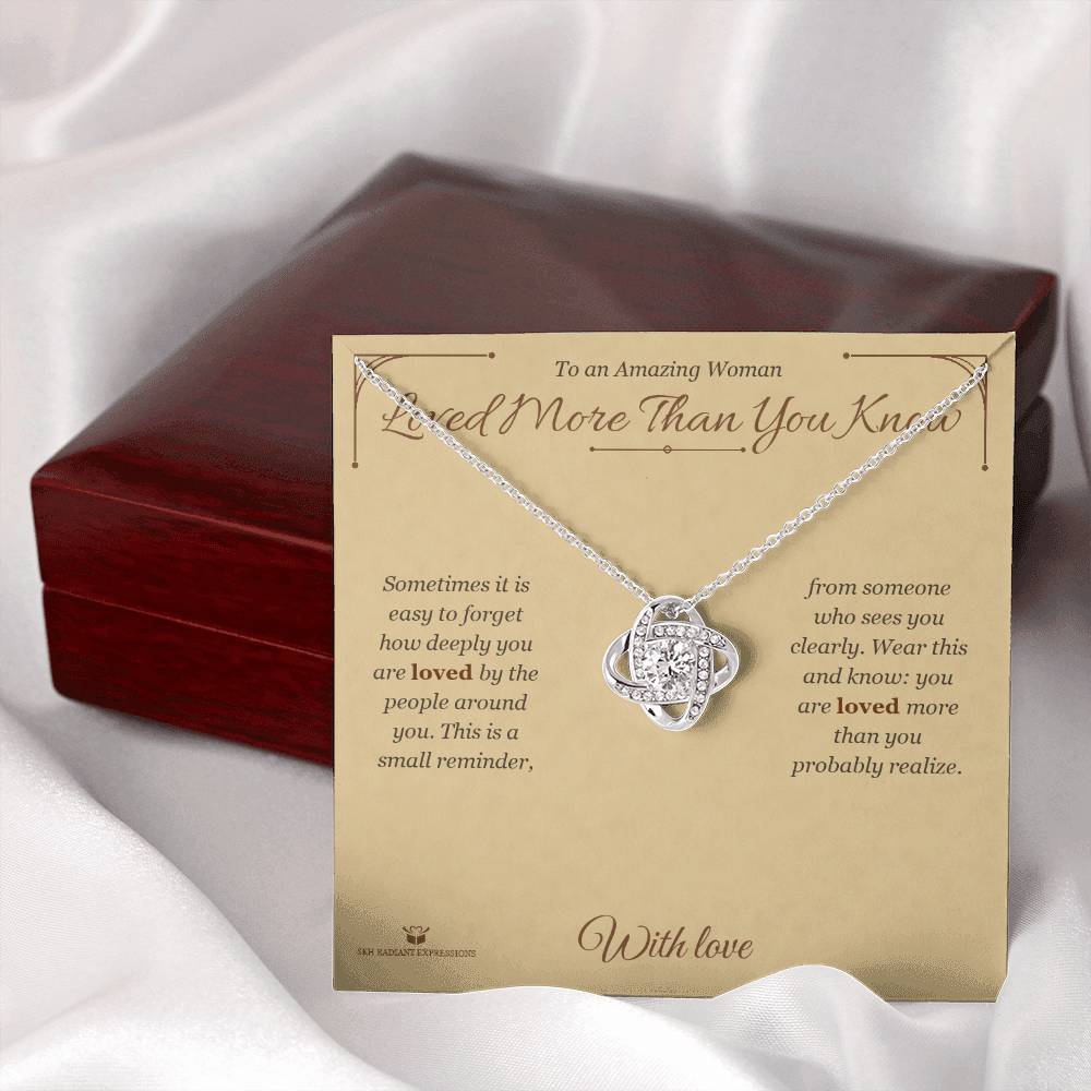 Love Knot Necklace engraved with your own words for her