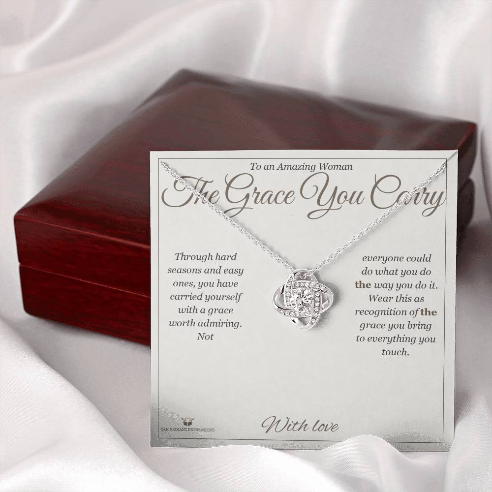 Love Knot Necklace engraved with your own words for her