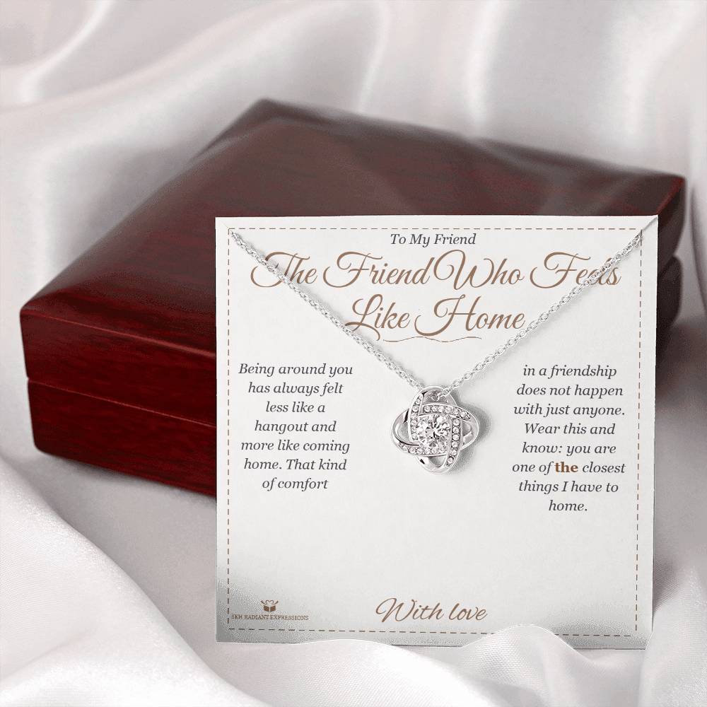 Love Knot Necklace engraved with your own words for friend