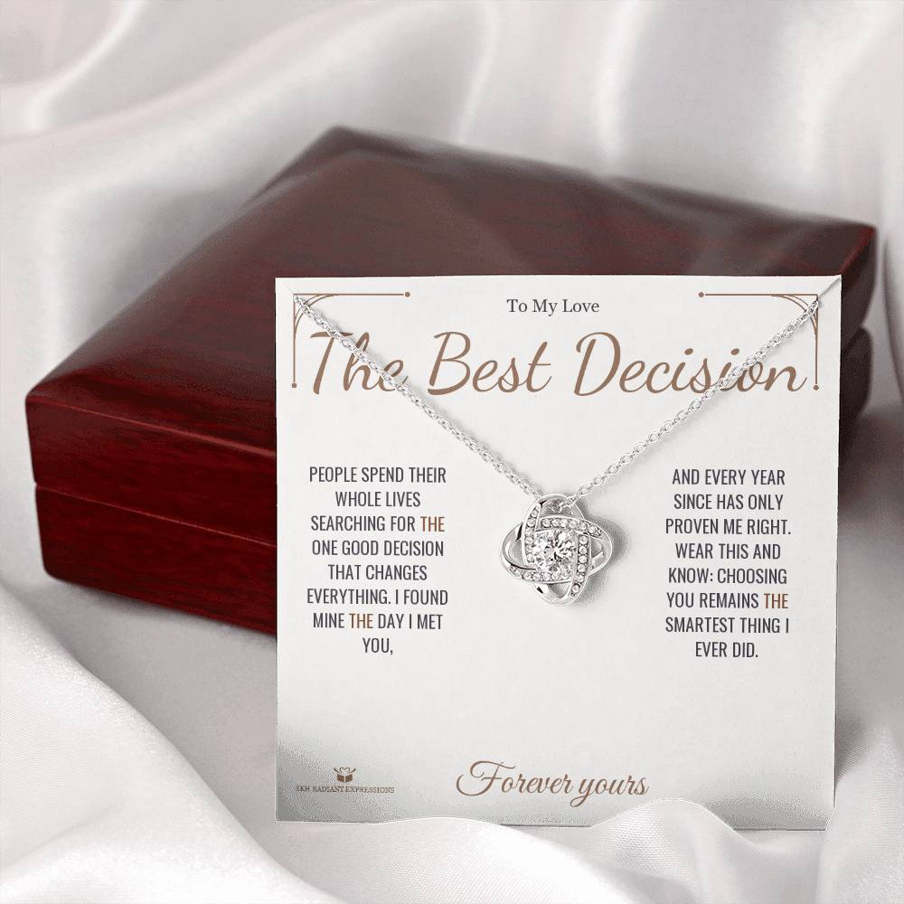 Love Knot Necklace engraved with your own words for partner