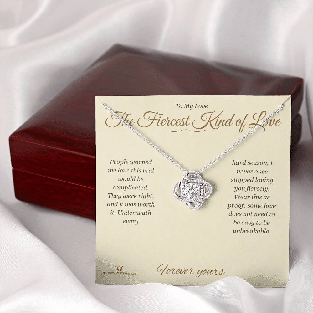 Love Knot Necklace engraved with your own words for partner