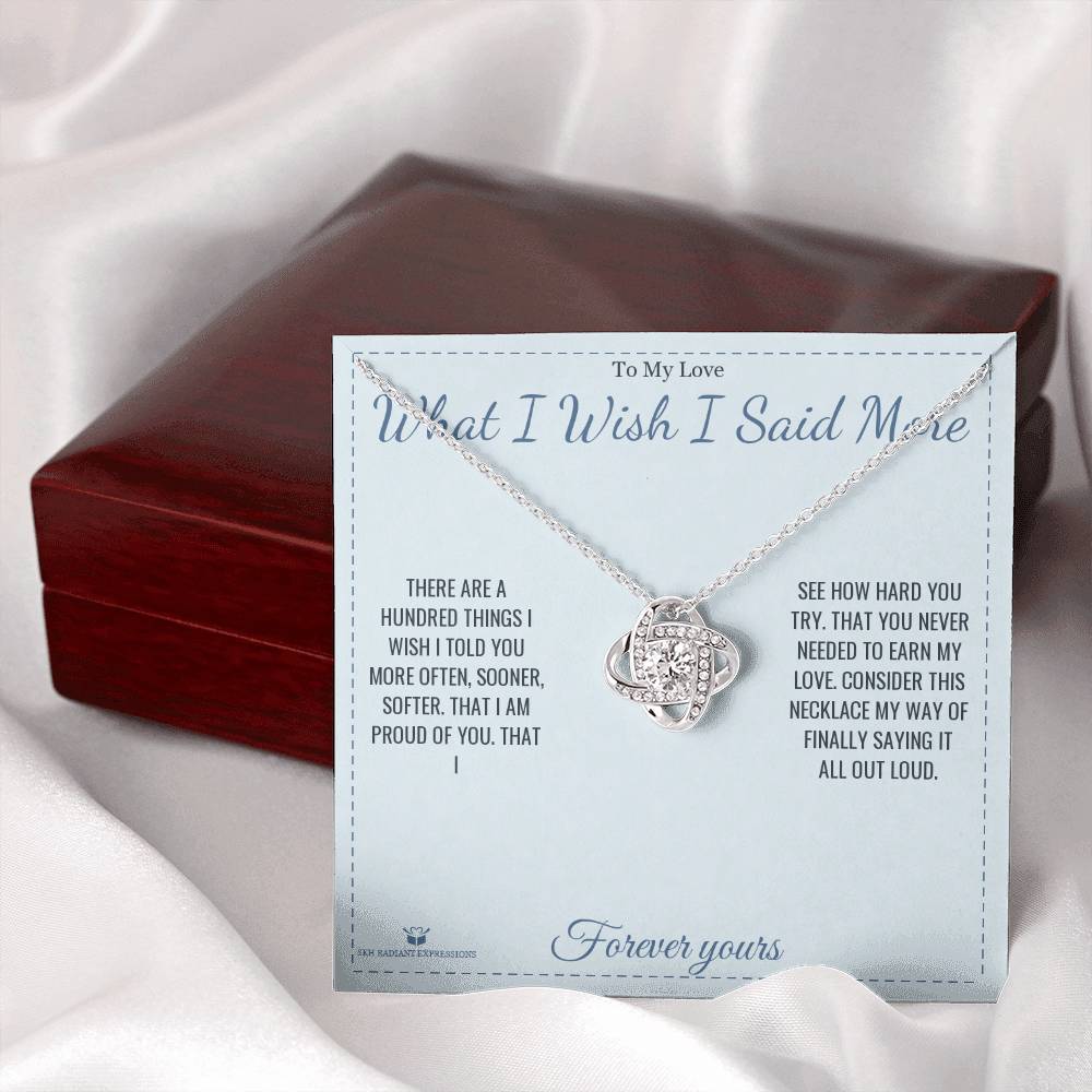 Love Knot Necklace engraved with your own words for partner