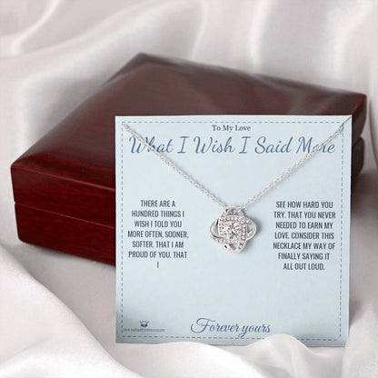 Love Knot Necklace engraved with your own words for partner