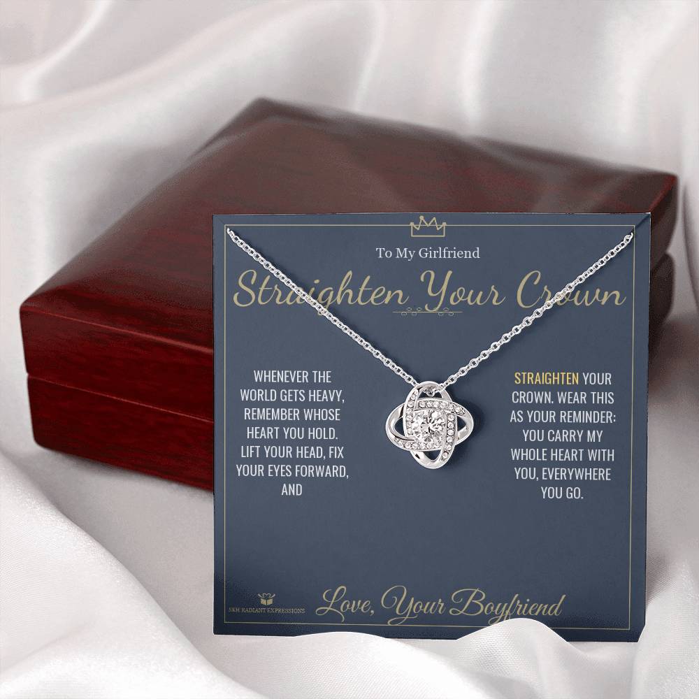 Love Knot Necklace engraved with your own words for girlfriend