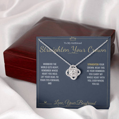 Love Knot Necklace engraved with your own words for girlfriend