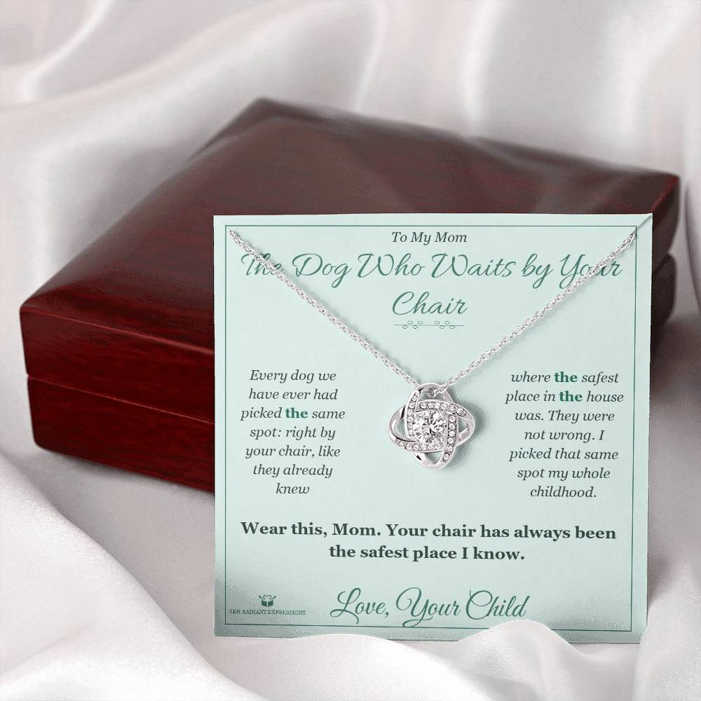 Love Knot Necklace engraved with your own words for mom