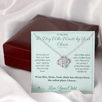 Love Knot Necklace engraved with your own words for mom