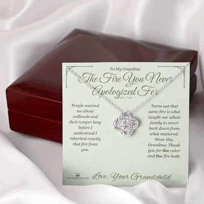 Love Knot Necklace engraved with your own words for grandmother
