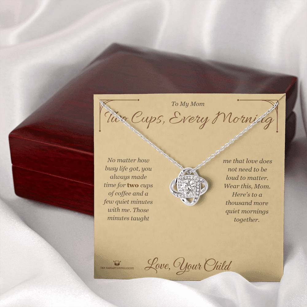 Love Knot Necklace engraved with your own words for mom
