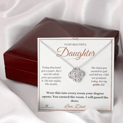 Love Knot Necklace engraved with your own words for stepdaughter