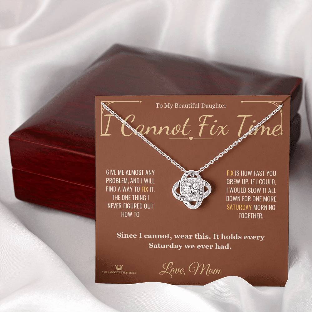 Love Knot Necklace engraved with your own words for stepdaughter