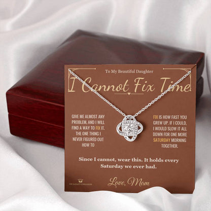 Love Knot Necklace engraved with your own words for stepdaughter