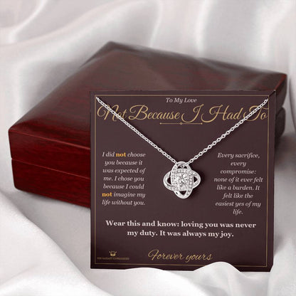 Love Knot Necklace engraved with your own words for partner